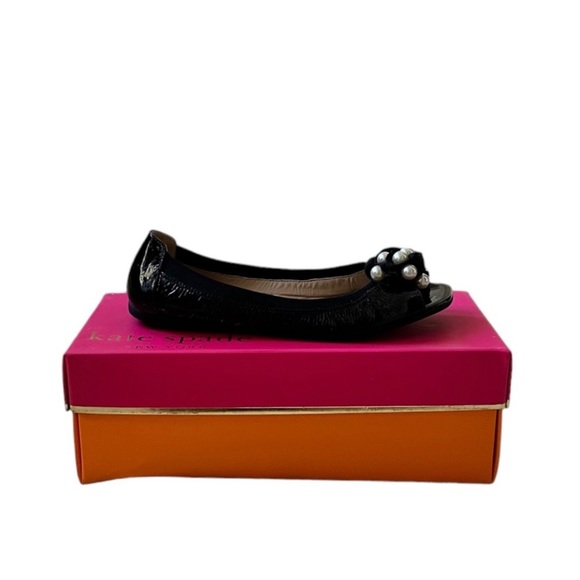 Kate Spade Black Patent Leather Bindi Open Toe Ballet Flats Size 7.5 - Picture 5 of 10